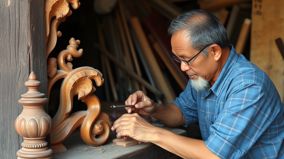 Ảnh chụp nghệ nhân khắc gỗ