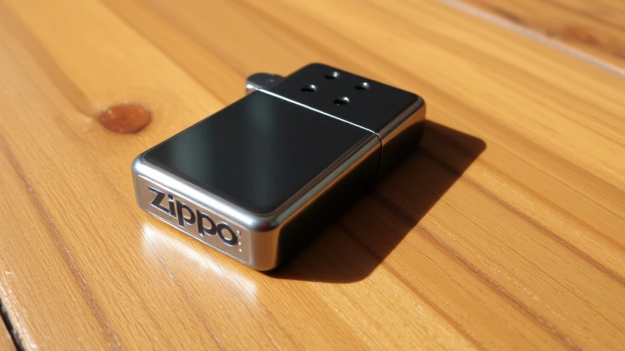 Bật lửa Zippo trên bàn gỗ