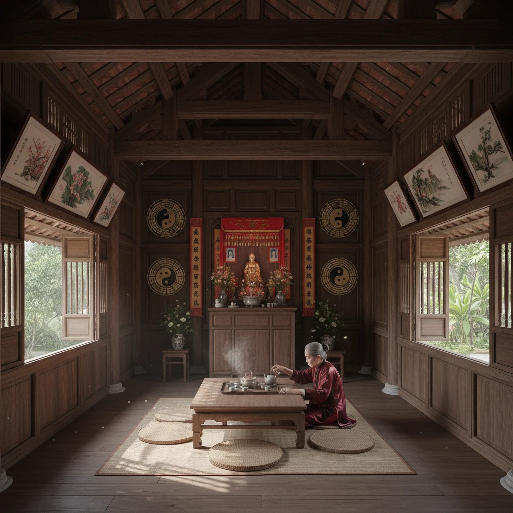 Biểu tượng Bát quái trong nhà Việt Nam truyền thống