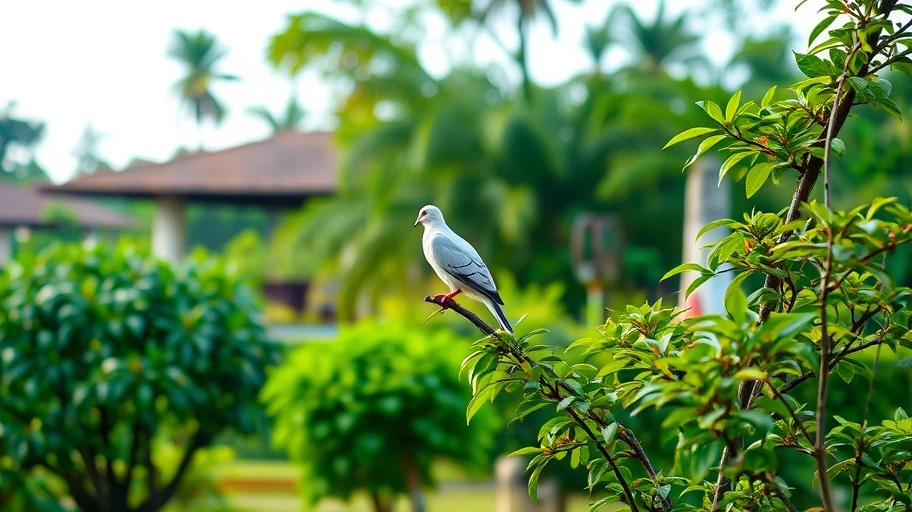 Bồ câu trong khu vườn yên tĩnh mang biểu tượng hòa bình