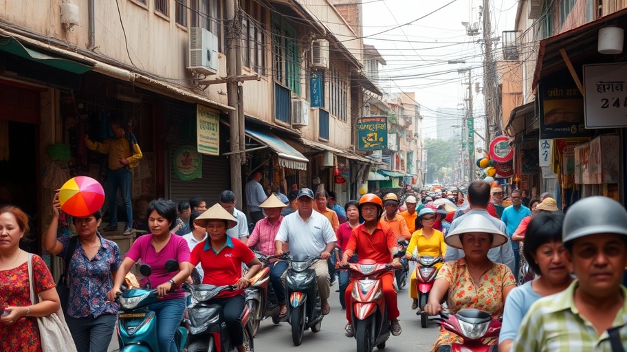 Cảnh đường phố nhộn nhịp tại Việt Nam