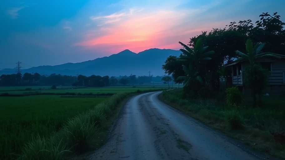 Cảnh hoàng hôn tại nông thôn Việt Nam