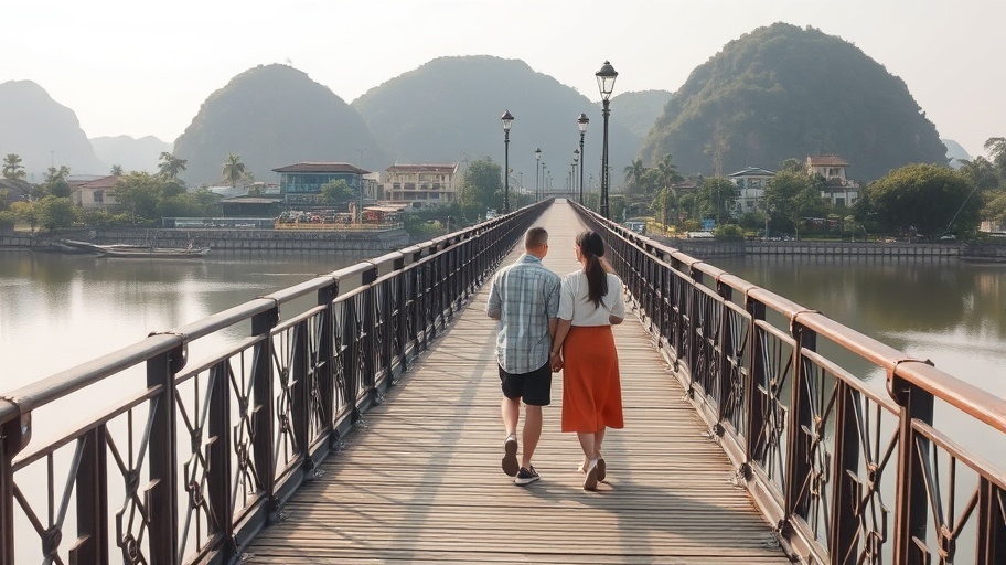 Cặp đôi đứng trên cầu ở Việt Nam, biểu tượng cho thay đổi trong mối quan hệ.