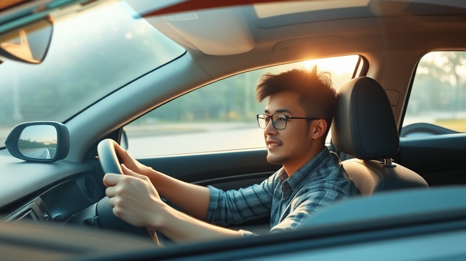 Hình ảnh lái xe ô tô, biểu trưng cho sự tự tin