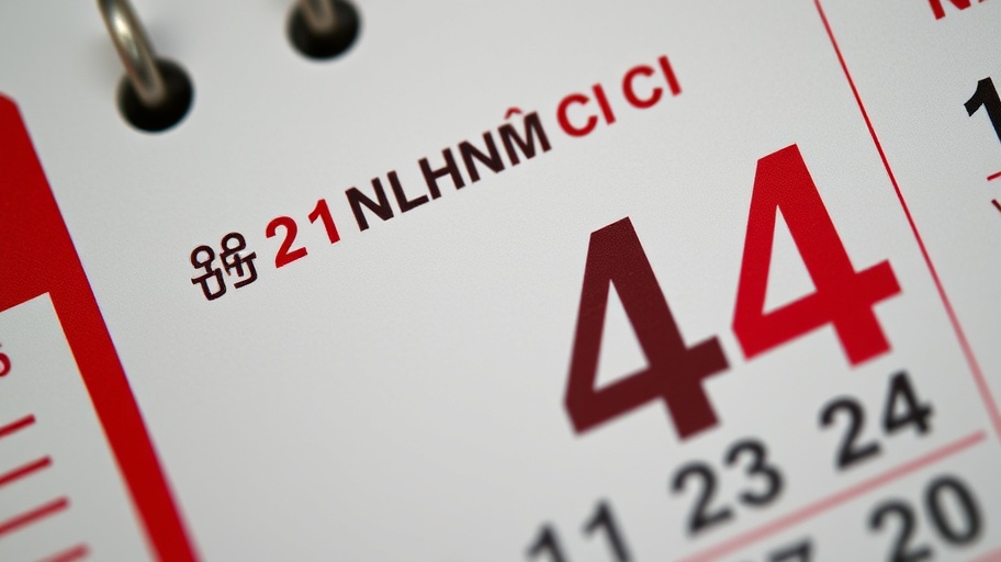 Hình ảnh lịch với số 44 nổi bật, thể hiện dấu hiệu thần số học.