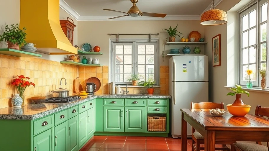 Hình ảnh màu sắc và ánh sáng trong bếp phong thủy