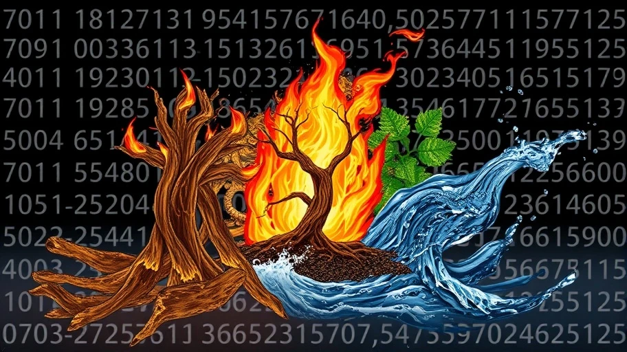 Hình ảnh ngũ hành ảnh hưởng đến dãy số phong thủy.