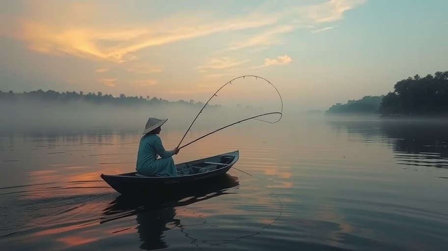 Hình ảnh người đang câu cá trên sông tại Việt Nam