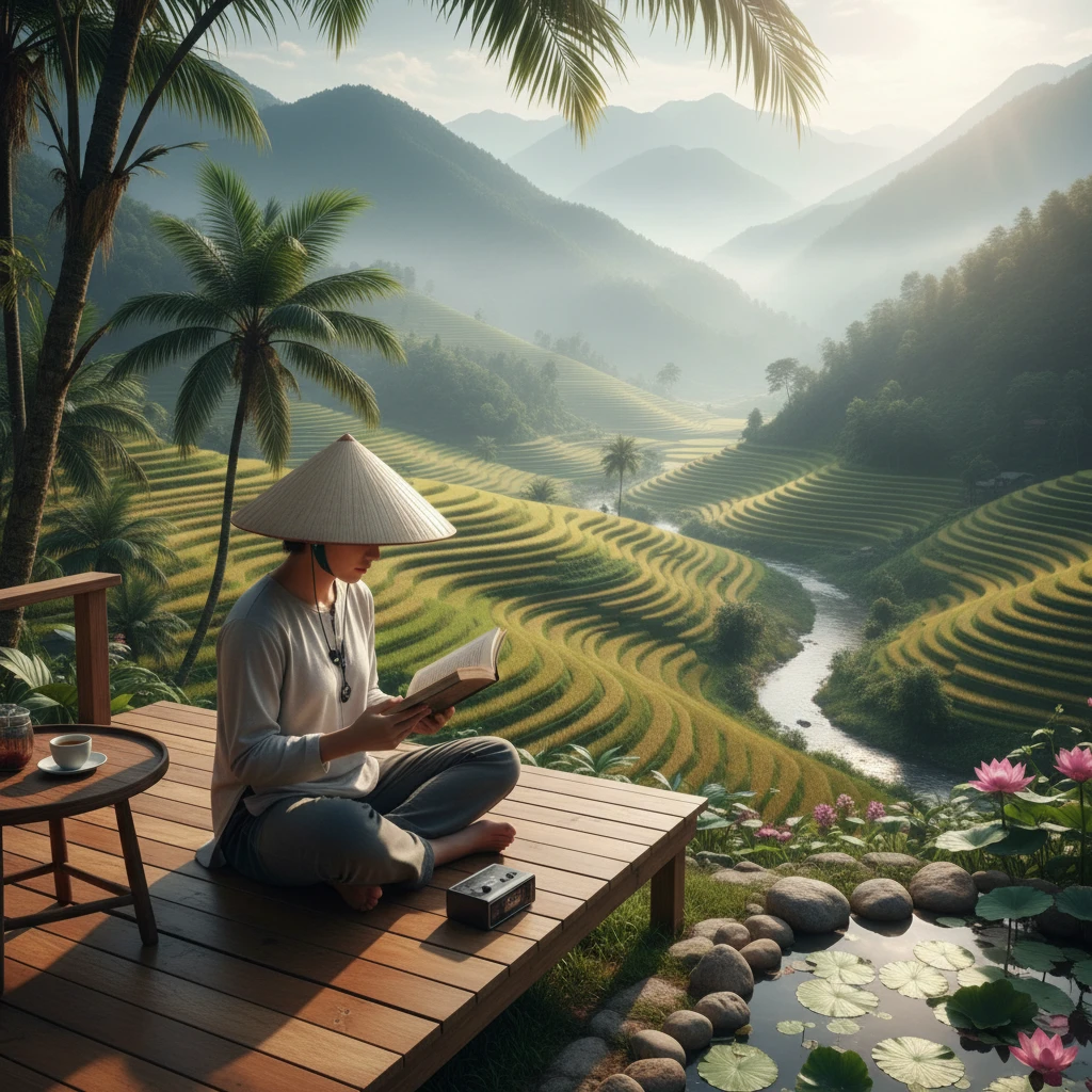 Hình ảnh người suy tư về ù tai trong không gian yên tĩnh