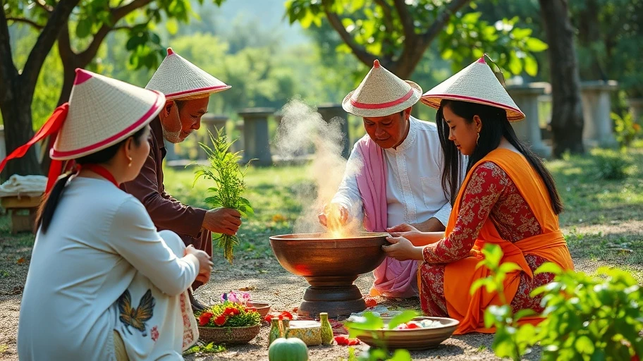 Hình ảnh về lễ cúng truyền thống Việt Nam giải trừ điềm dữ