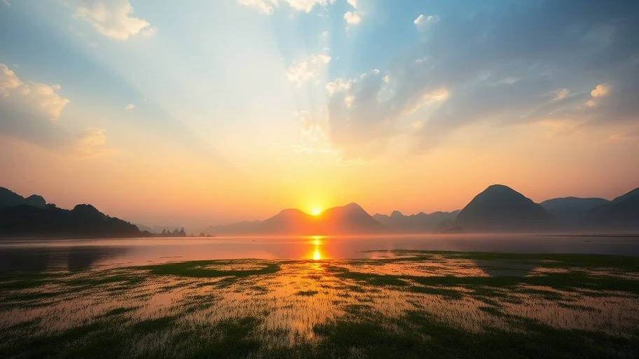 Hình bình minh huyền bí phản ánh ý nghĩa tâm linh