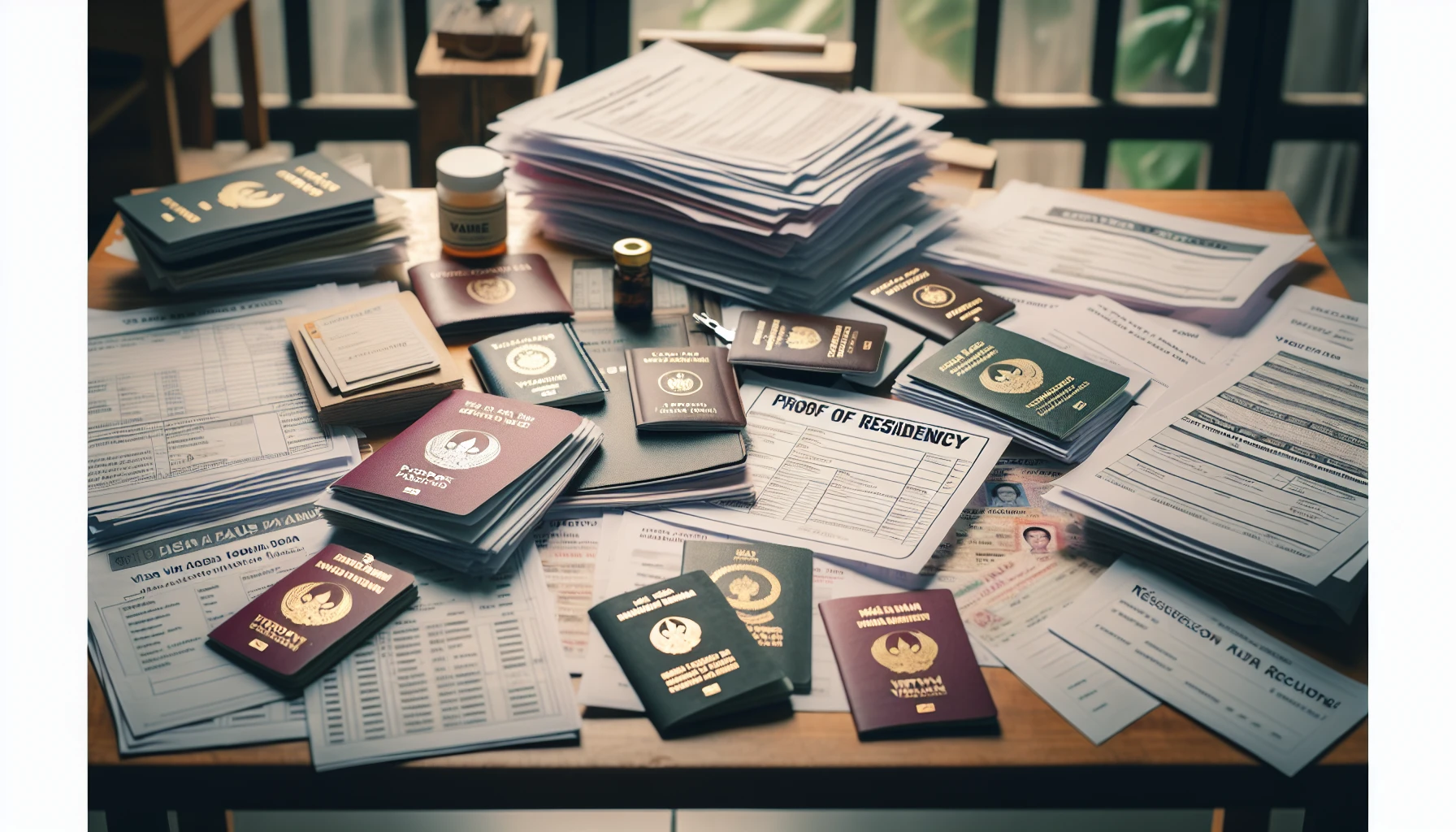 Important documents prepared for a residence appointment.