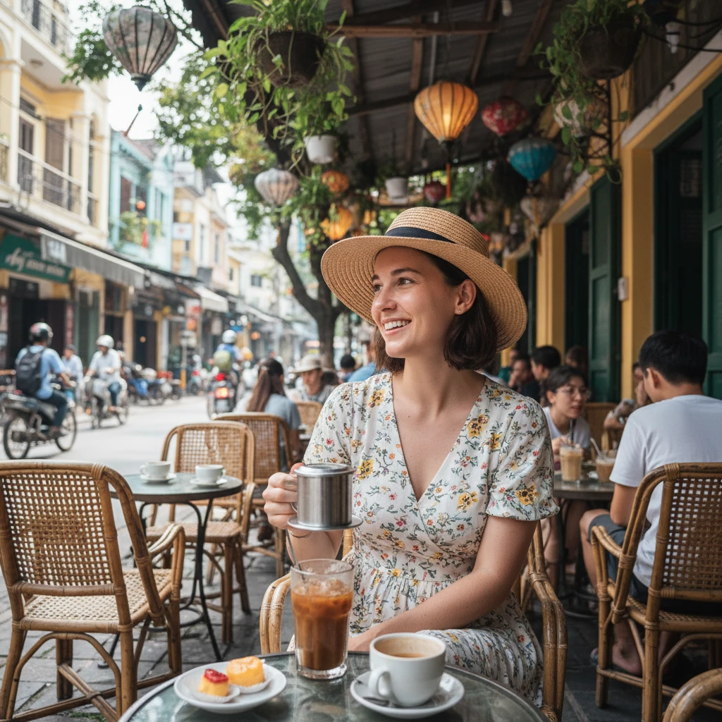 Khách hàng đang thưởng thức cà phê tại Điềm Cafe