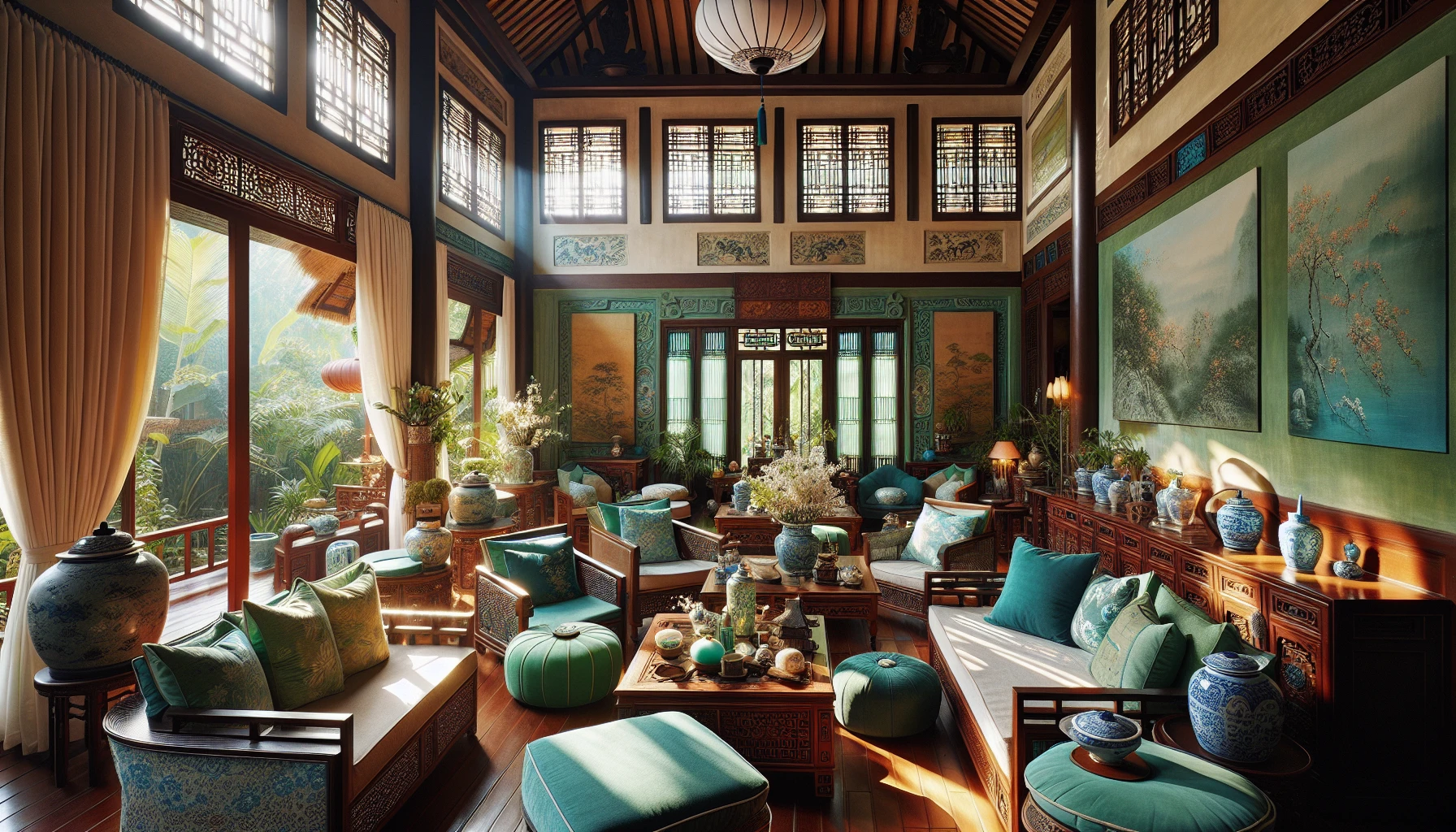 Màu sắc phong thuỷ xanh trong không gian sống
