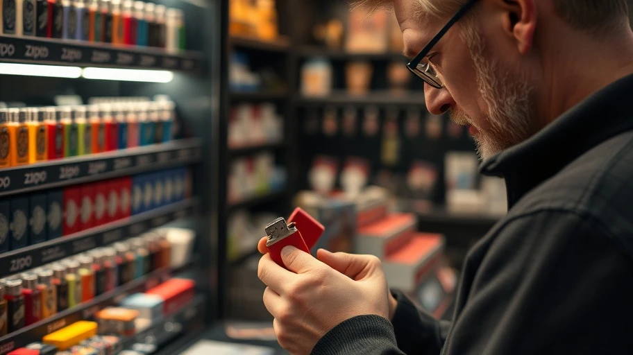 Người chọn Zippo tại cửa hàng chuyên dụng