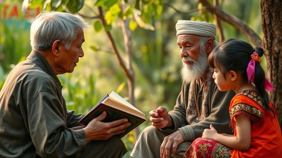 Người lớn tuổi kể chuyện cổ tích Việt Nam có điềm dữ