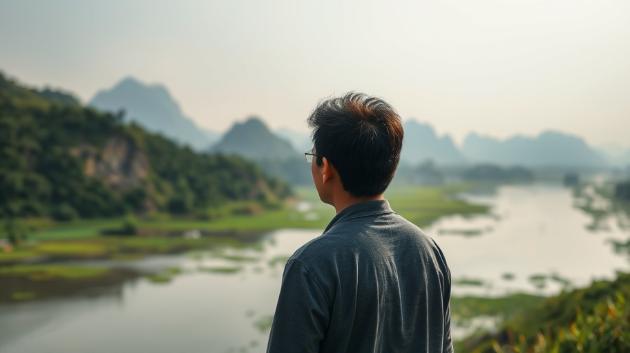 Người suy tư bên dòng sông phản ánh cảm xúc