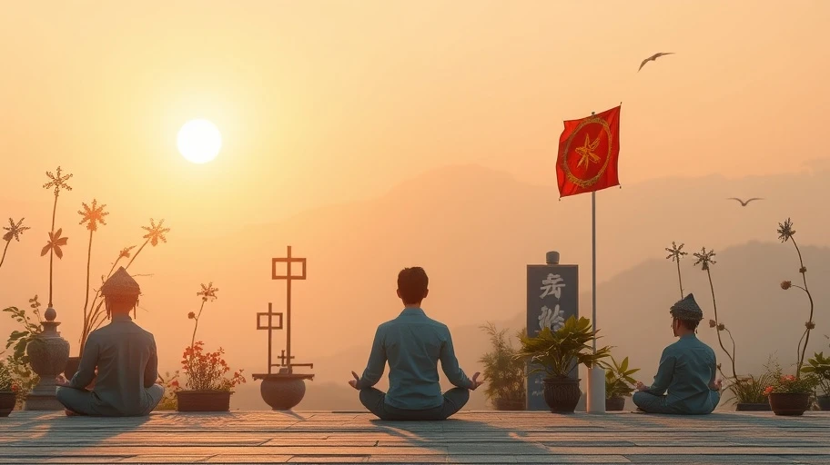 Người thiền tịnh trong khung cảnh thanh tịnh tại Việt Nam