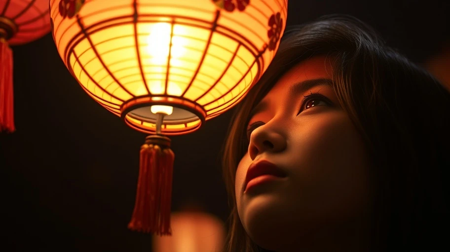 Tâm lý và niềm tin về điềm xấu dưới ánh đèn lồng mờ.
