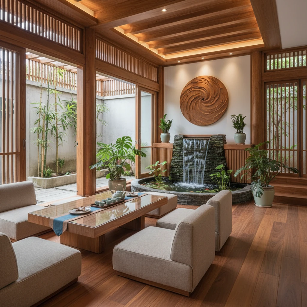 Y nghia so 47 trong phong thuy voi thiết kế phong thủy trong phòng khách.